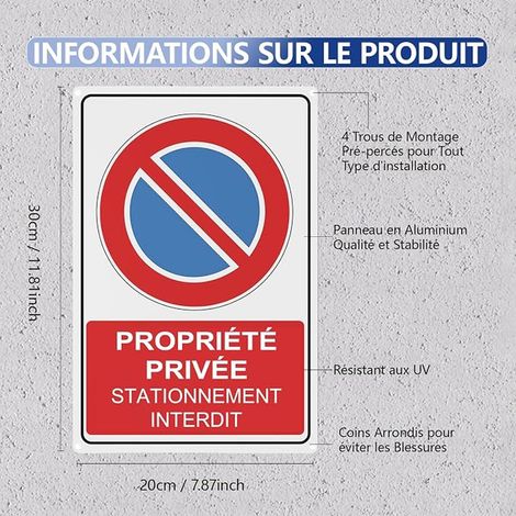 Panneau Propriété Privée Stationnement Interdit Aluminium (1/4)