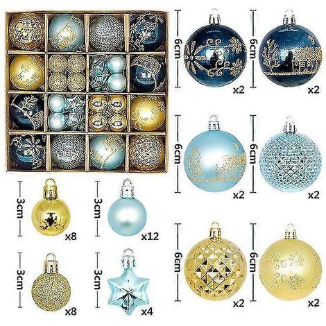 Nouvelles décorations de Noël pour sapin, lot de 44 boules colorées incassables à suspendre. (1/5)