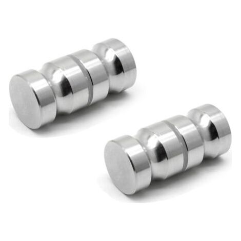 Lot de 2 poignées solides à trou unique, poignée de porte de douche ronde, alliage d'aluminium, finition chrome poli (1/4)