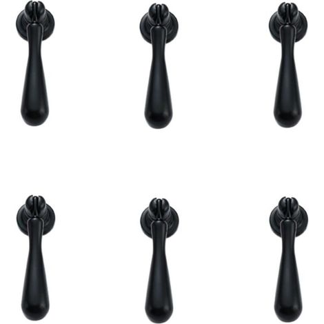Poignée de meuble en alliage de zinc, forme goutte, noir, 70 × 18 mm, pour placard coulissant, armoire, tiroir ou porte – Lot de 6 pièces (1/3)