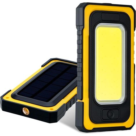 Linterna LED solar recargable, linterna COB portátil con gancho e imán, luces LED recargables para emergencias, taller y camping. (1/5)