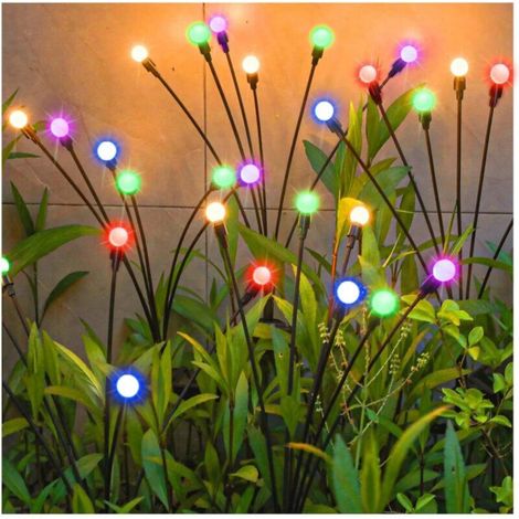 Outdoor Solar Lights, 4 Pack, 10 LEDs, Firefly Design, for Garden, Balcony, Garden Decoration, IP65 Waterproof (RGB) [Energy Class G] (1/5)