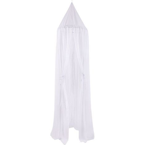 Baldaquin de lit en Matériel en mousseline de soie pour enfant/bébé, moustiquaire de lit pour chambre enfant, pour jeu/lecture, moustiquaire bébé pour fille en blanc, hauteur 240 cm (1/5)