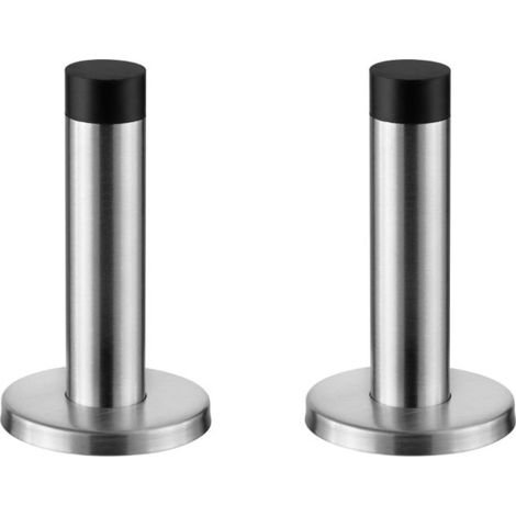 Butée de porte robuste pour plinthe - 2 pièces - Butée de porte murale en acier inoxydable avec tête en caoutchouc - Butée murale - Butée de porte intérieure (1/5)