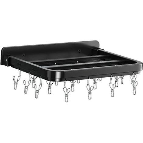 Zusammenklappbarer Wäscheständer mit mehreren Haken, Sockenhalter und Wäscheständer für Wäsche, Mützen und BHs - Schwarz, 20 Haken (1/5)