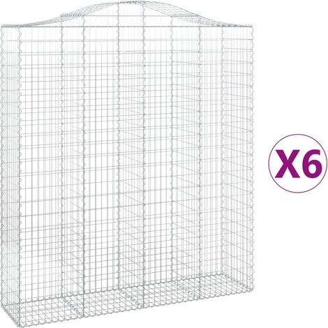Maison Exclusive - Paniers à gabions arqués 6 pcs 200x50x220/240 cm Fer galvanisé