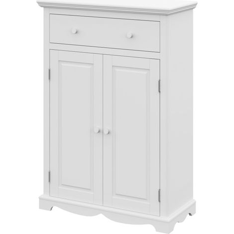 Buffet Le Parisien Charme Blanc 2 Portes 1 Tiroir 2 Tablettes 94 x 134 x 42 cm