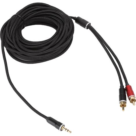 Câble Audio Vidéo 3.5mm vers 2 RCA 10m pour Amplificateur, TV, Tablette, Ordinateur Portable (1/5)
