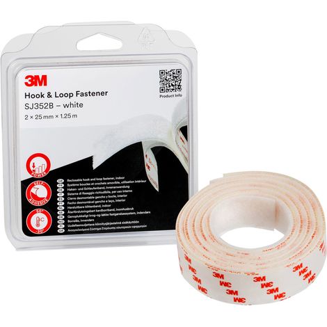 3M SJ352B Klettband zum Aufkleben  (L x B) 1.25 m x 25 mm Weiß 1 St. (1/2)