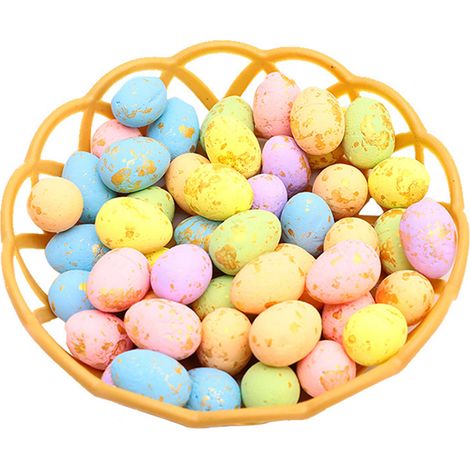 Panier Pâques + 50 Oeufs en mousse, Oeuf Plastique Cartoon Simulation Diametre 15cm, Taille 1.7x2.3cm - KZQ (1/2)