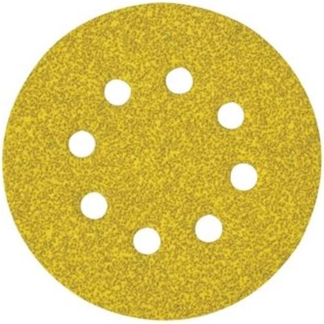 Schleifscheiben – 25 Stück – Verstärktes Papier – Körnung 120 mit 8 Löchern – Für 125-mm-Schleifmaschinen – Für Holz- und Metallbearbeitung (1/5)