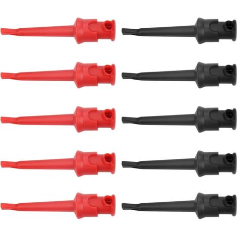 Akozon 10 Pièces P5002 Crochet de Test Multimètre Pinces de Plomb pour le Soudage de Câbles SMT SMD IC D20, et Fiable en Noir et Rouge (cinq noirs et cinq rouges)
