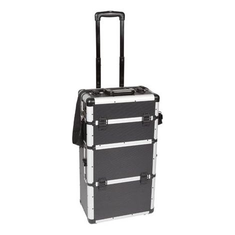 Mallette trolley en aluminium - noir - 370 x 270 x 670 mm