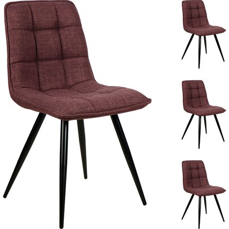 Lot de 4 chaises repas en tissu bordeaux et noir - ALIZO (1/5)