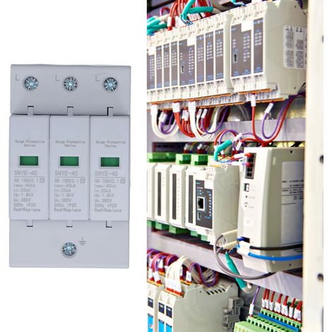 SNYE-40 Parafoudre blanc, protection contre les surtensions avec surveillance, protection pour boîte de distribution/armoire électrique, protection secondaire, triphasé 385 V (1/5)