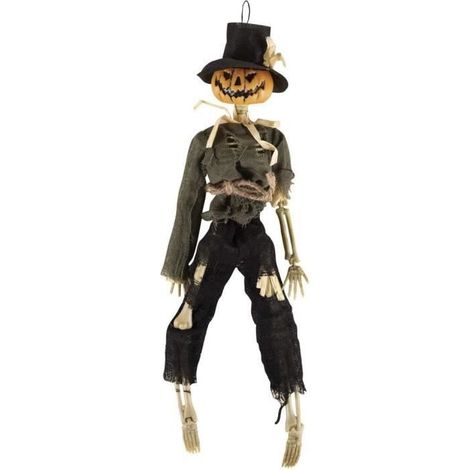 Squelette épouvantail à suspendre - PTIT CLOWN - re23027 - 40 cm - Noir - Plastique