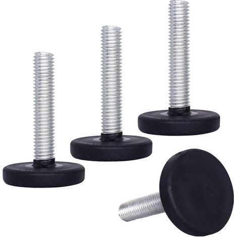 4 verstellbare Schrankbeine, Möbelnivellierfüße M8 x 20 mm, verstellbare runde Metallbeine, Gewindespindel M8, Nivelliergleiter (Muttern enthalten) (-M8 x 40 mm-