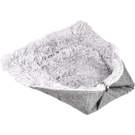 Lit tapis lavable, oreiller doux pour chat 2 en 1, panier confortable pour chats et chiots, 60x50cm, Gris Multicolore CHATIERE