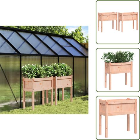 Pflanzkübel 2 Stk. mit Beinen Massivholz Douglasie - Holzpflanze - Douglasienholz - Gartendeko - Balkonpflanzen - Terrasse (1/5)