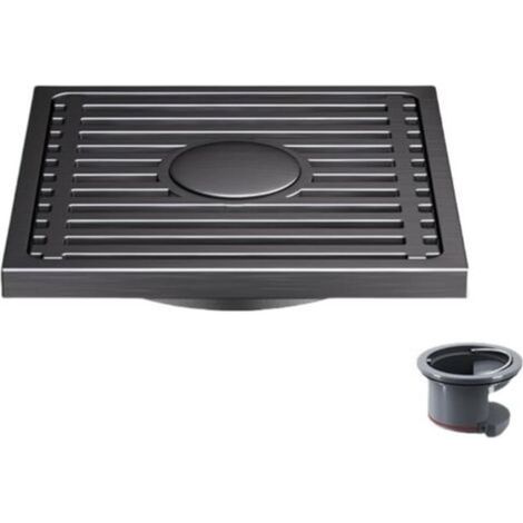 Bonde de douche en acier inoxydable gris à grande capacité pour salle de bain et douche, évacuation des eaux usées, en bambou, double usage. (1/5)