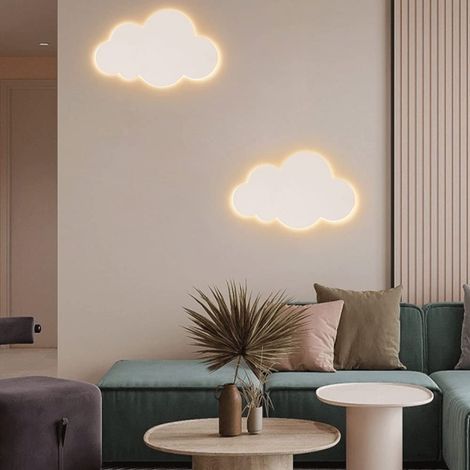 LED Wall Lamp for Children's Room, Warm Light, White Clouds Pattern, Creative Reading Lamp for Bedroom, Night Light for Living Room, Bedside Lamp for Corridor, Acrylic Wall Lamp (1/5)