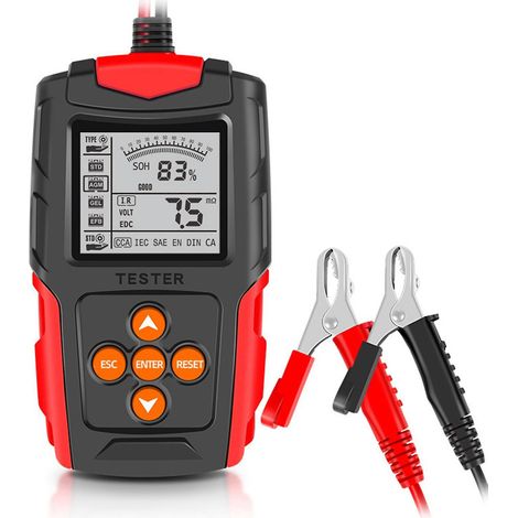 12V/24V Autobatterietester LCD Digitaler Batterieanalysator Autoladediagnosegerät für Pkw, Lkw und Mot