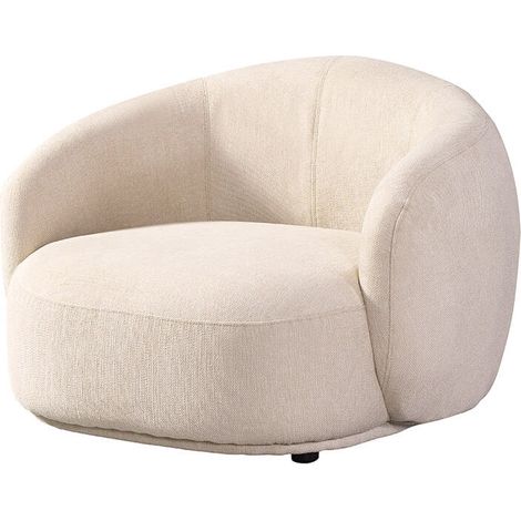 HOME DELUXE Sessel CASARA Webstoff Beige - 99 x 104 x 72 cm I Runder Sessel, Wohnzimmer, Sessel Abgerundeter mit Armlehnen, Design Sessel, Loungesessel
