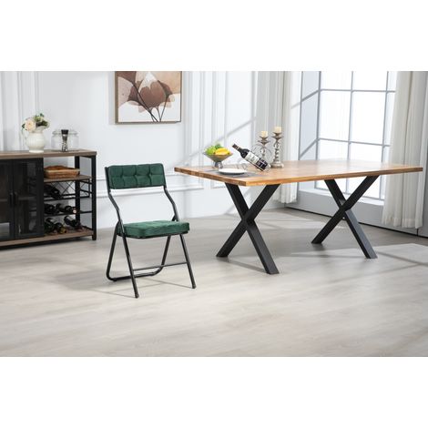 Pack de 2 sillas plegables acolchadas de acero verde, con respaldo ergonómico y estructura estable,46×47×80cm (1/5)