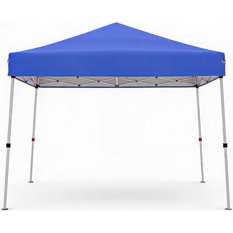 Tonnelle pop-up 2,4x2,4m bleue pieds inclinés Oxford 150D UPF50+ 3 hauteurs sac transport (1/5)