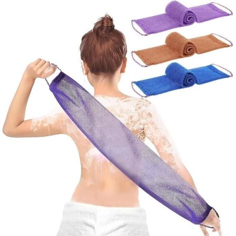 3-teiliges Set – Peelingnetze aus Nylon – mit Handkordel – für tiefe Badewannen (1/4)
