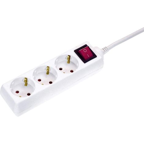 Rallonge multiprise 3 prises Intérieur IP20 Câble blanc 5m H05VVF 3G1,5 (1/2)