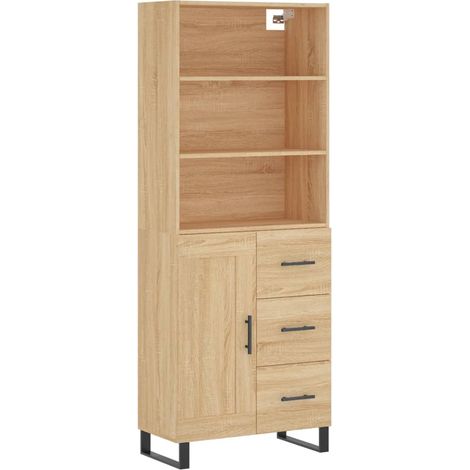 Buffet,Bahut,Meuble de Rangement haut Chêne sonoma 69,5x34x180 cm Bois d'ingénierie CFW36236 (1/5)