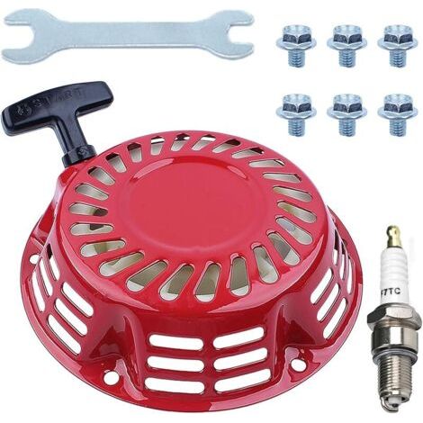 Pair Ensemble de Démarreur à Rappel pour HONDA GX200 GX160 GX140 GX120 168F et Moteur 5.5HP 6.5HP, Lanceur avec Des Vis et Bougie Démarrage à Tirette Pièces de Rechange (1/5)