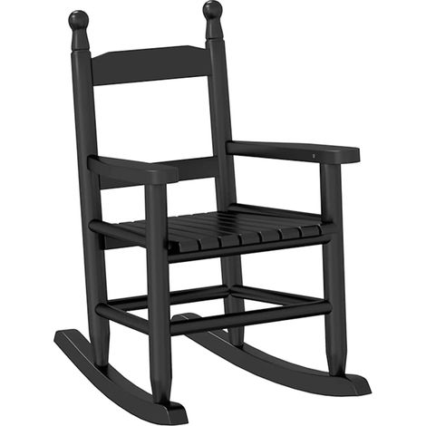 Chaise à bascule enfants noir bois de peuplier massif (1/5)
