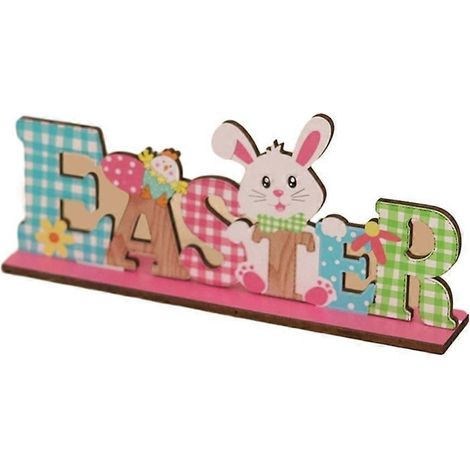 Figurine de lapin de Pâques unique, décoration en bois, artisanat de bureau, ornement en bois (1/4)