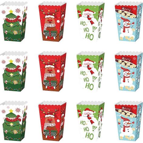 12 weihnachtliche Geschenkboxen, exquisite Popcornboxen, Bonbonboxen aus Papier-12X7X7CM (1/3)