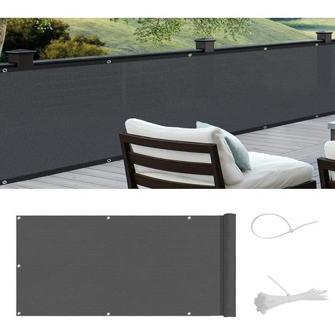 ZOLGINAH Pantalla de privacidad para balcón Pantalla de cubierta de privacidad de HDPE, Protección contra el viento Resistente a los rayos UV, 90x500cm, Antracita (1/5)