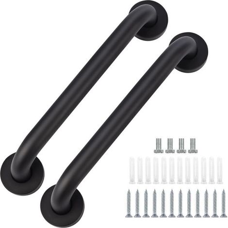 2-teiliger Haltegriff für Badewanne und Dusche, 30 cm, schwarze Sicherheitsgriffe (1/3)