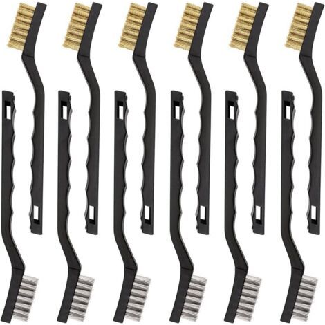 Lot de 12 mini brosses métalliques en acier inoxydable et laiton Ulisem