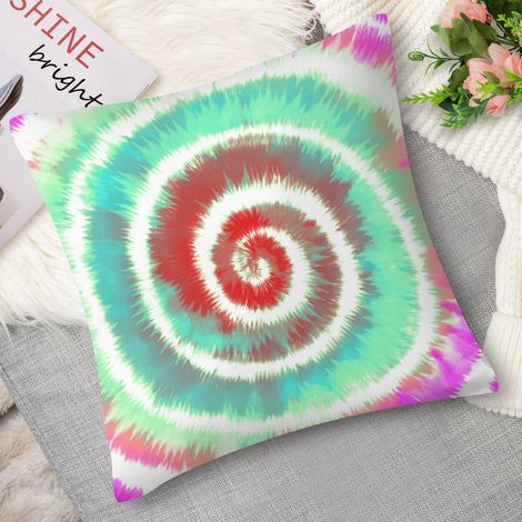 Housse de coussin,Coussin décoratif tie-dye rose, doux (1/5)