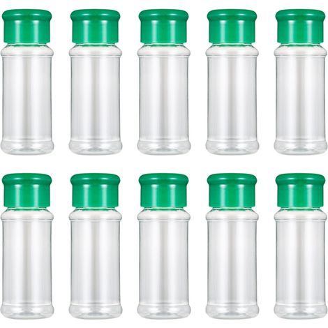 Lot de 20 flacons à épices en plastique vert, contenants pour épices et condiments, distributeur de condiments (1/5)