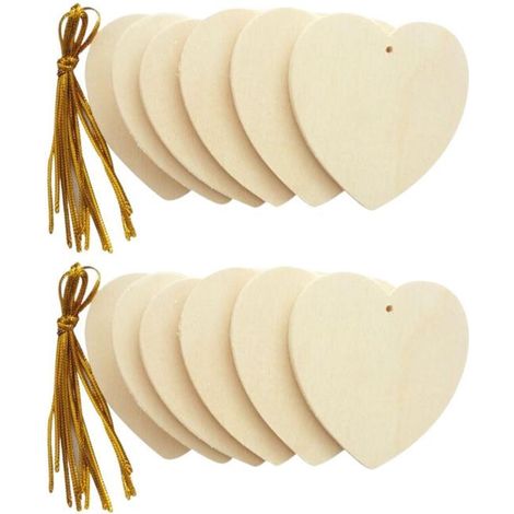 2 coeurs en bois à suspendre 6 cm