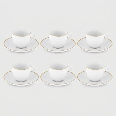 Set di 6 tazze da caffè in porcellana con piattini Gold Chic (1/4)