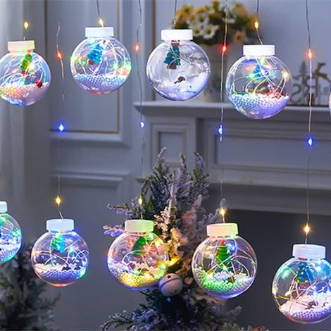 Boule de Noël Suspendue Lumière,10 LED Guirlandes LED Boules LED étanche Arbre de Noël Guirlandes Lumineuses pour Extérieur Intérieur 3×3M Boule Lumineuse Chane pour Jardin GROOFOO (Couleur,sapin de N