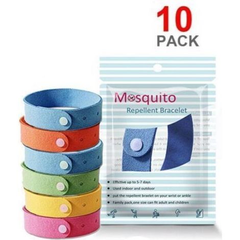 Bracelet anti moustique Idéal pour les activités en plein air Sachet de 10 bracelets en microfibre pour enfants et adultes Pratique et ludique (1/5)