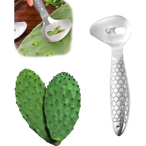 Pelador de cactus, cuchara para cactus, pelador de cocina, cuchillo de cocina de mango largo, 1 pieza