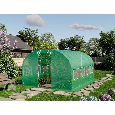 TOOLPORT Serra da Giardino tunnel Serra Orto stabile e robusto 3x4m - Telo PE 180g/m² verde transparente (1/5)