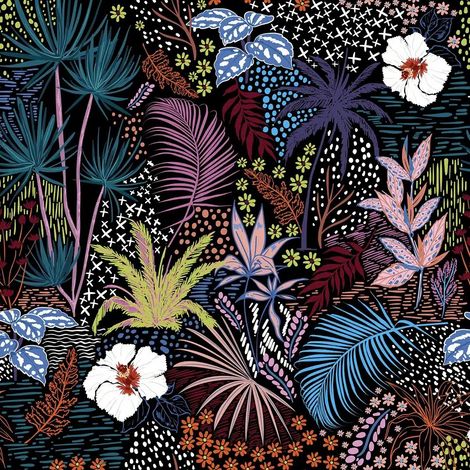 papier peint panoramique la jungle dans la nuit multicolore  - Sanders & Sanders (1/5)