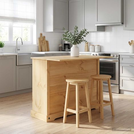 vidaXL Set isola da cucina 2 pz Cera di Miele 112 x 70 x 91,5 cm (1/5)
