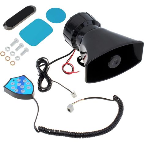 Haut-parleur de voiture 100 W 9 sons 12 V Sirène Klaxon Haut-parleur avec crochet Fonction d'appel 120-125 dB Avertisseur Alarme Klaxon électronique (1/5)